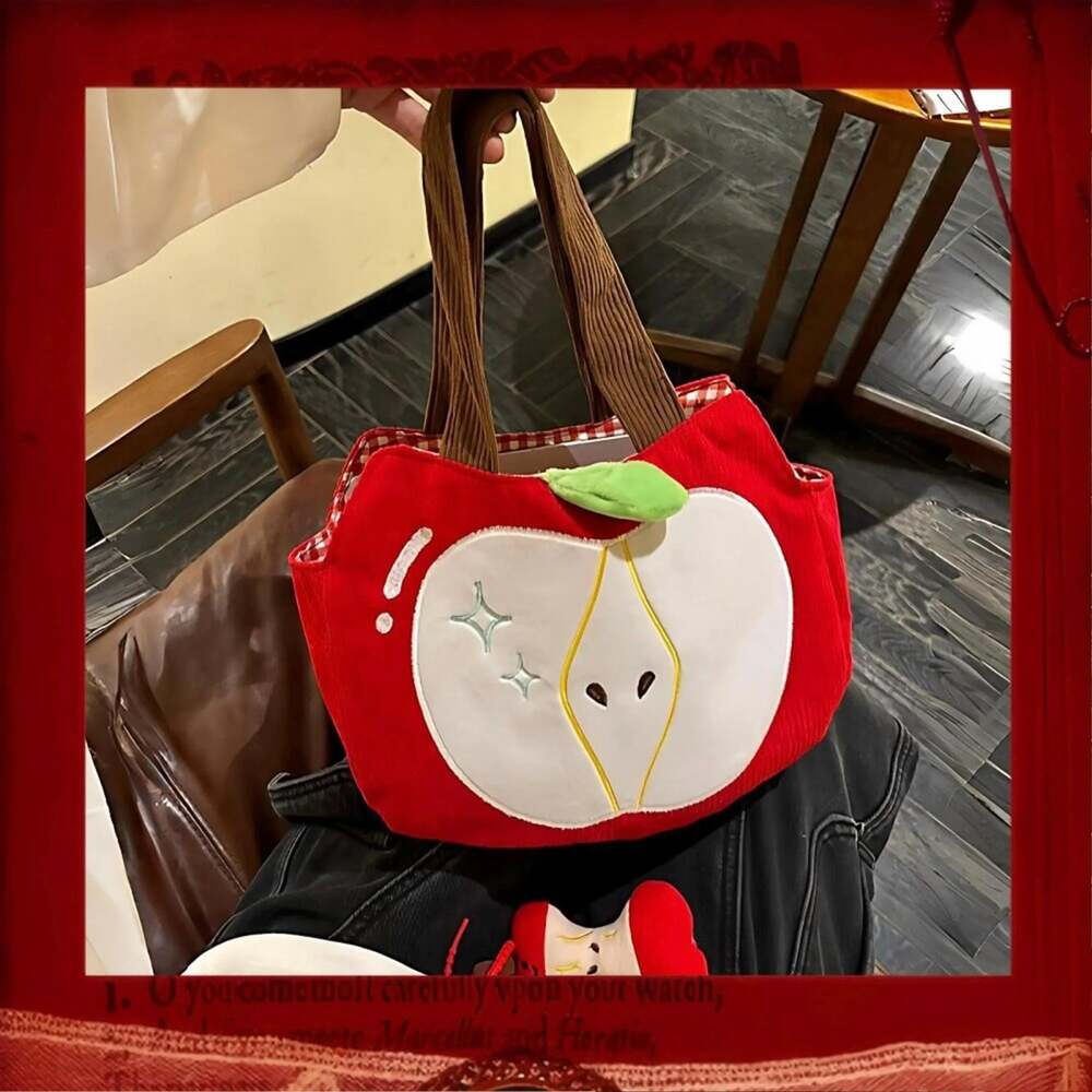 Love and Deepspace Caleb Apple Tote Bag, Corduroy, 25Cm, Cute Commuter Bag, Fan